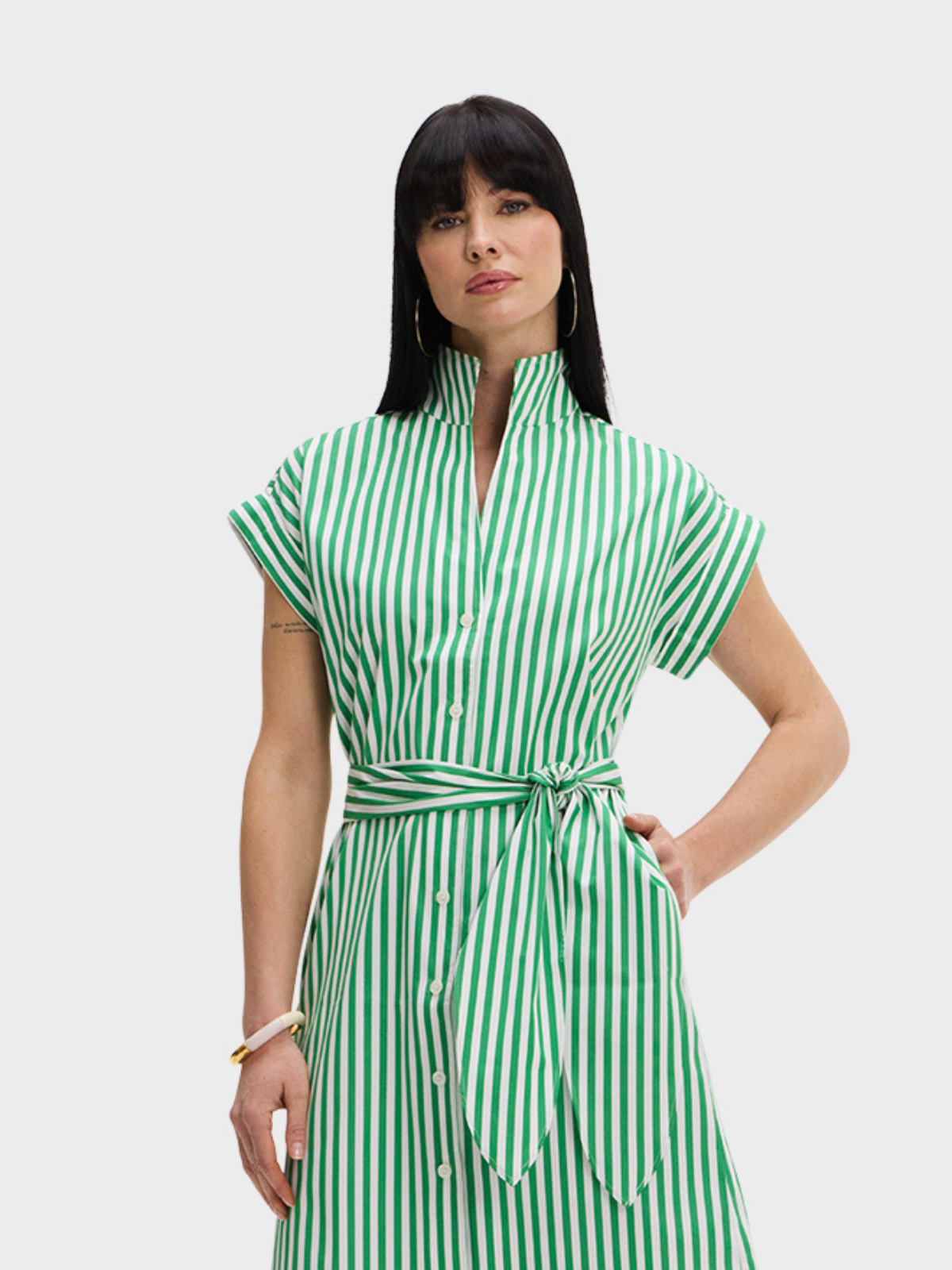 green and white wrap dress Geo Green Leaves Wrap Dress XS