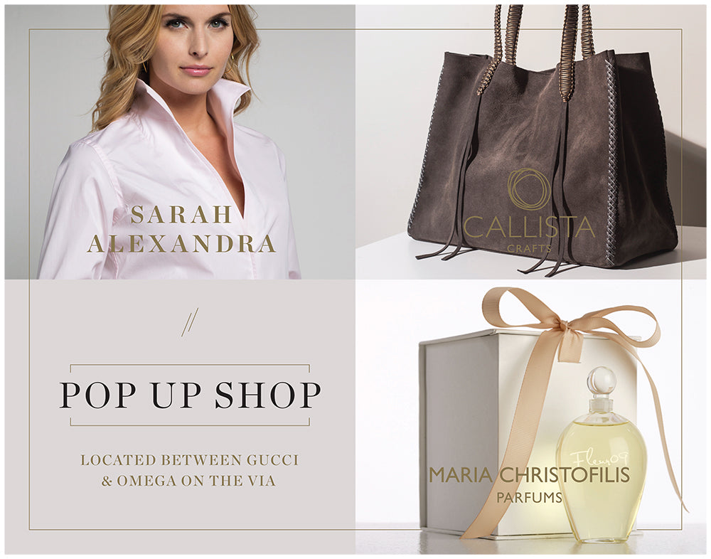 Pop-Up Shop Now Open with Maria Christofilis Parfums and Callista Crafts Handbags