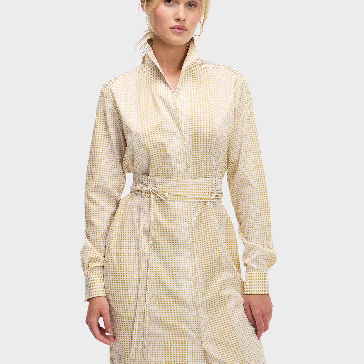 white and gold shirt dress Long Sleeve Lurex Shirt Dress