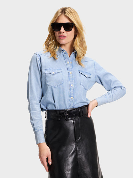Sarah Alexandra Blue Denim Western Style Shirt for Women S