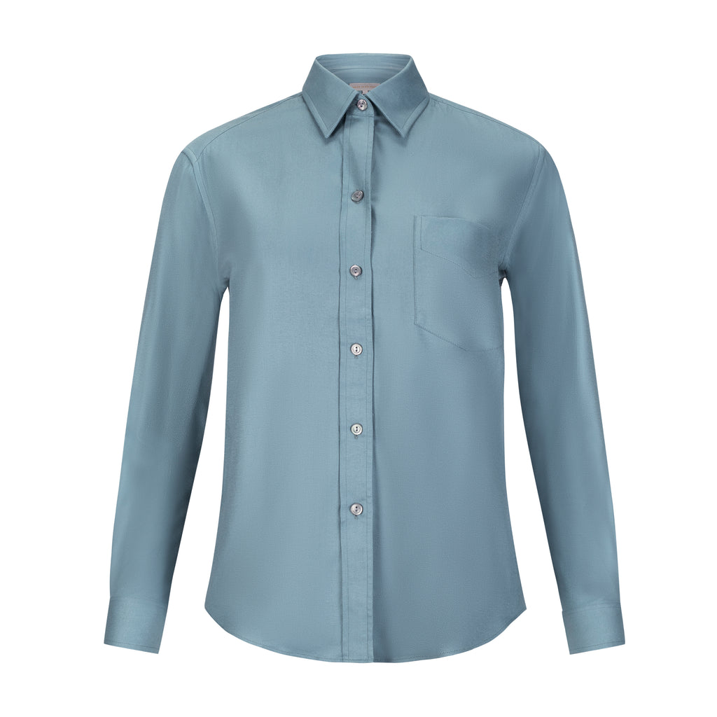 Weekend Blank Slate blue button down shirt for women