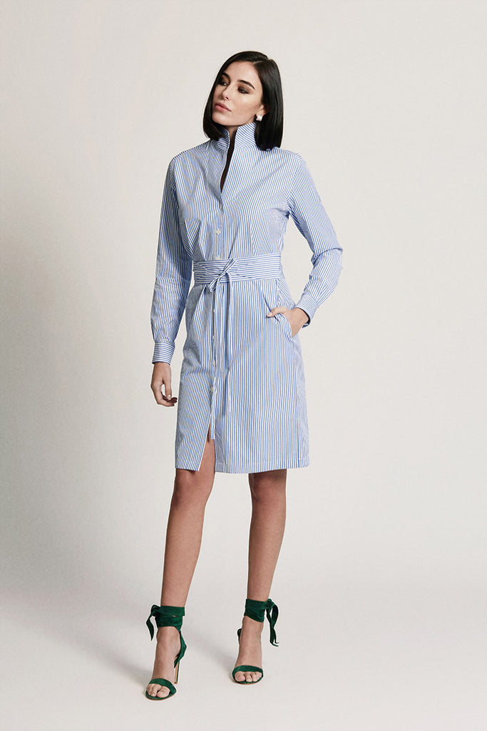 Front of Boyfriend Blue shirt dress